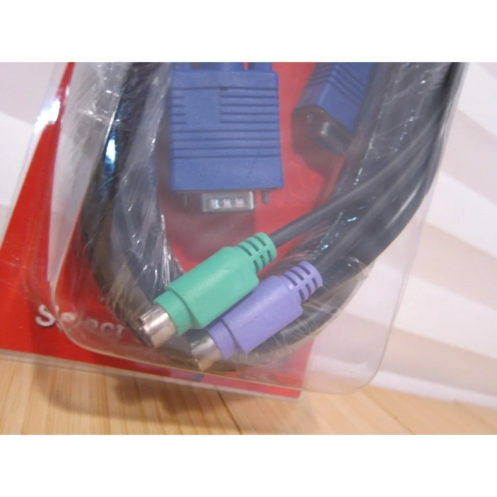 NOS 15 Ft KVM Switch Cable,‎ 6-pin PS/2 Keyboard Mouse M/M & HD15 VGA M/F